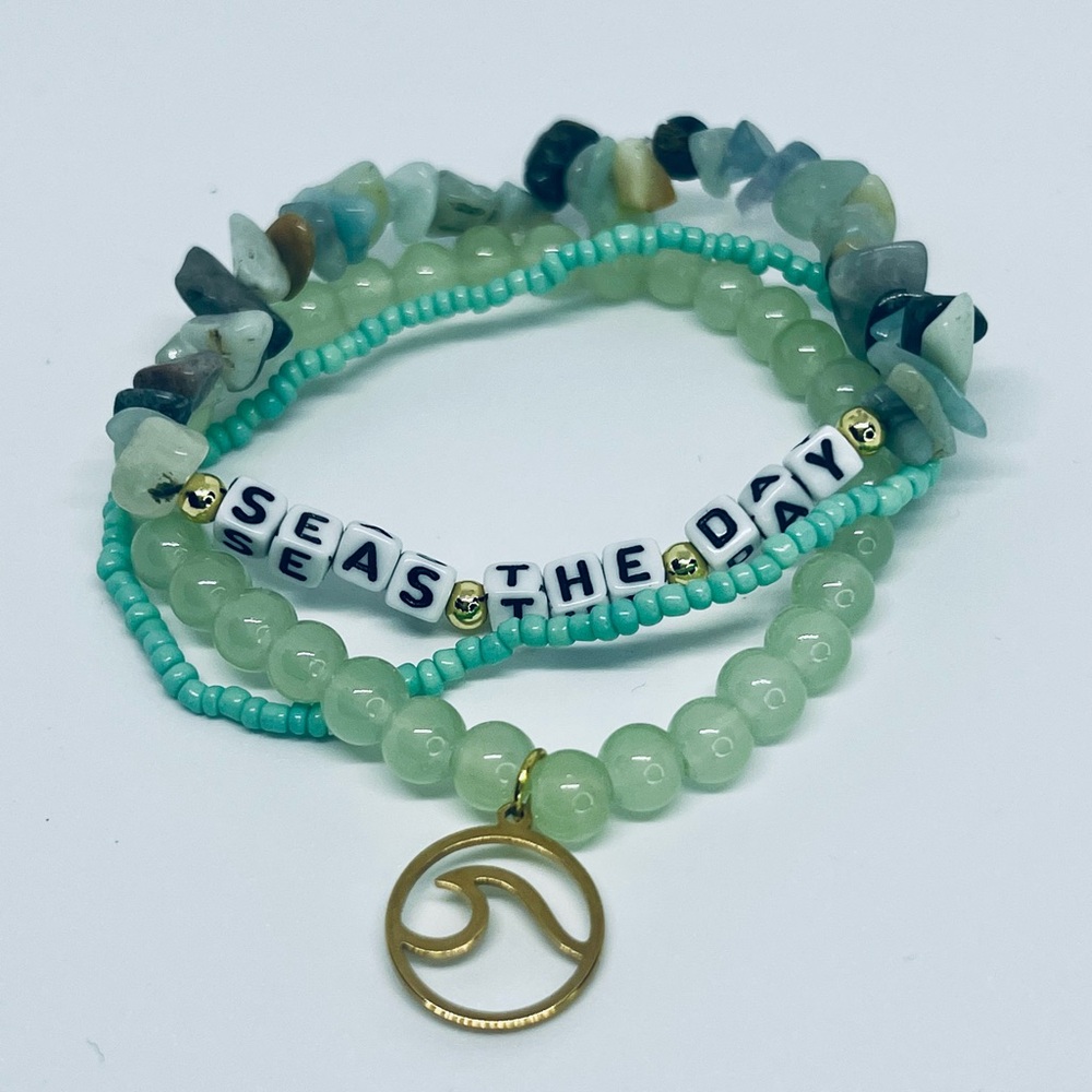 Handmade Seas the Day beachy bracelet stack
